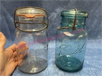 (2) Old canning jars w/ glass lids (Foster/Ball)