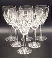 Set of 6 Waterford Crystal Stemmed Wine Glasses