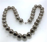 Silver .75 inch Bead 24 inch Long Necklace