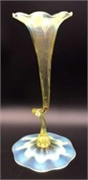 Vintage Iridescent Vaseline Glass Vase