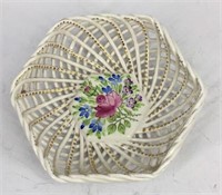 Herend Handpainted 6 Sided Reticulated Dish