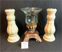Candlestick Holders and Glass Votive