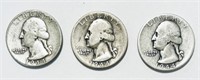 Three 1944 Silver Quarters