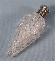 Sterling Cap Cut Glass Scent Bottle