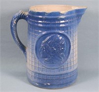 Indian Head Stoneware Pottery Pitcher