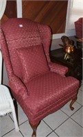 Nice Burgendy Wing Back Chair