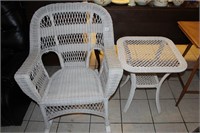 Outdoor Wicker Rocker and table