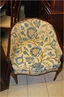 Gorgeous Vintage Upholstered Chair Walnut Frame