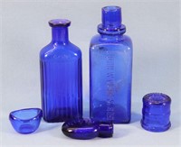 (4) Cobalt Bottles incl. John Wyeth