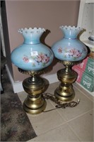 Two Blue and Brass Lamps