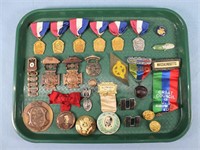 (25) Assorted Medals, Buttons, Pins