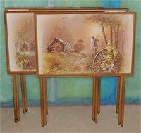 Set of 4 Vintage Tray Tables featuring Andres
