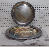 Pair of Vintage Serving Platters - Silver-Plated