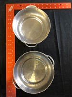 2 unmarked aluminum bowls