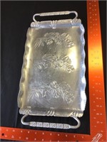 Unmarked rose pattern tray aluminum
