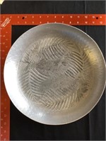 Fern stamped hammered bowl apx 2" deep