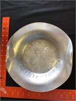 Hand forged floral stamp aluminum bowl