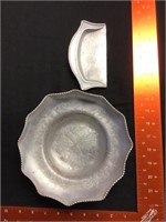 Aluminum unmarked bowl and crumb pan