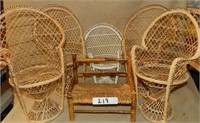 6 Wicker Doll Chairs