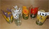 6 Hand Painted Glasses