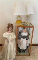 2 Porcelain dolls w/ table lamps