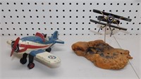2 Toy Planes - 1 Folk Art Made with a Sparkplug