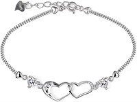 B.Catcher Womens Silver Bracelet Double Heart