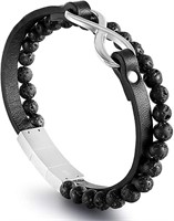 NEW - QLEESI Unisex Leather Bracelets with Lava