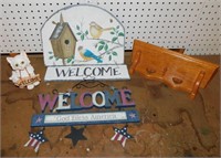 Welcome Signs & Small Wooden Shelf