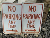 2 SMALLER NO PARKING ANYTIME SIGNS REFLECTIVE