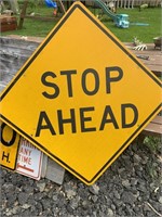 LARGE STOP AHEAD METAL TRAFFIC SIGN 4X4 SIGN