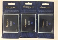 3 Waterman Paris Blue Ink Cartridges