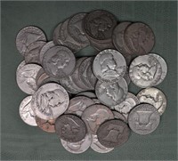 50 US Franklin silver half dollars