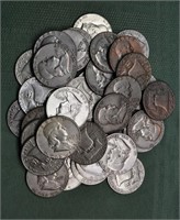 40 US Franklin silver half dollars