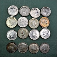 US Kennedy silver half dollars: (4) 1964, (34) sil