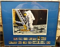 First Man on the Moon color print pencil signed by