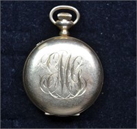 Engraved 14kt gold Waltham hunter pocket watch #35