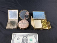 3 Vintage Compact Make-Up Cases- 1 Is Missing