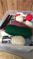 TOTE OF YARN AND CRAFT ITEMS