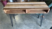 Barnwood side table with four 3-bar legs,