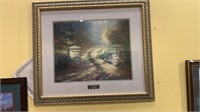 Framed Thomas Kincaid print titled “The Autumn