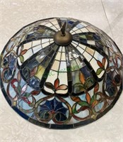 Vintage stained glass shade light fixture