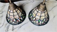 2 matched stained glass light shades hanging light