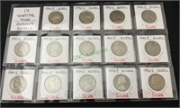 Coins - 14 Jefferson silver War Time nickels,
