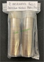 Coins - two rolls of uncirculated Jefferson