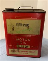 Vintage 2 gallon oil can - marked Motor Pride -