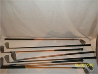 WWII Era Wood & Metal Shaft Standard Golf Clubs