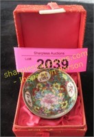 Oriental miniature hand painted bowl in box