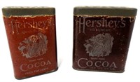 Lot of 2,Hershey Cocoa 1/6 and 1/4 lb Tins