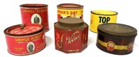 Lot of 6,Assorted Pipe and Cigarette Tin cans